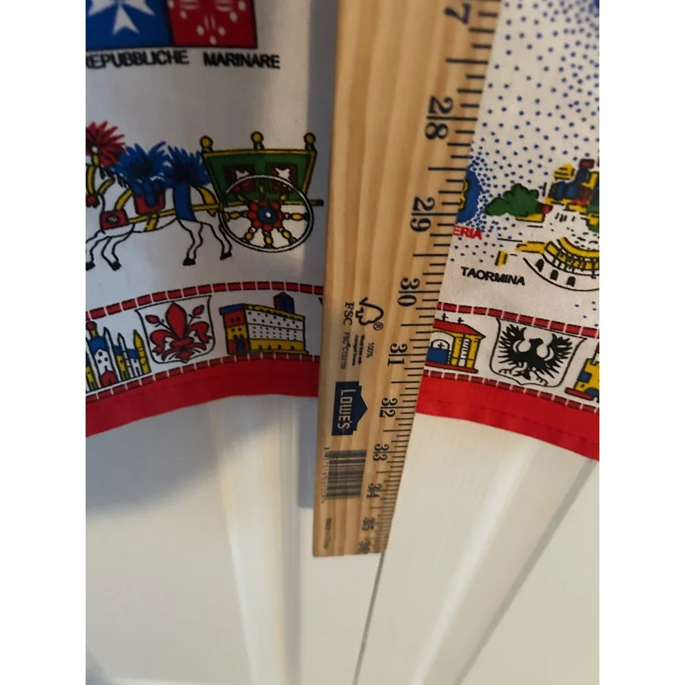 Vintage Italia Map Souvenir Apron Red White Italy Regions Landmarks Cotton Blend